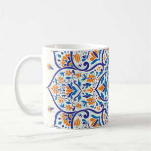 Luxury Orange Blue Ornament Pattern Coffee Mug