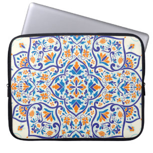 Luxury Orange Blue Ornament Pattern Laptop Sleeve