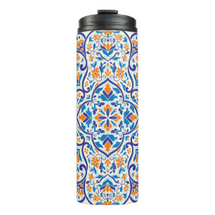 Luxury Orange Blue Ornament Pattern Thermal Tumbler