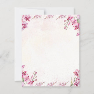 Luxury Orchid Floral Watercolor Pink Blank Card