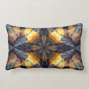 Luxury, ornamental colourful pattern, navy blue lumbar cushion