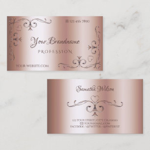 Luxury Ornate Corner Borders Ornamental Rose Gold Business Card