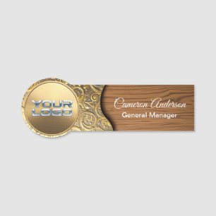 Luxury Ornate Gold Filigree Wood Name Tag