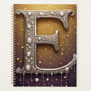 Luxury Ornate Letter E Monogram in Jewels Planner