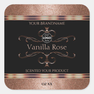 Luxury Ornate Rosegold Black Product Labels Logo