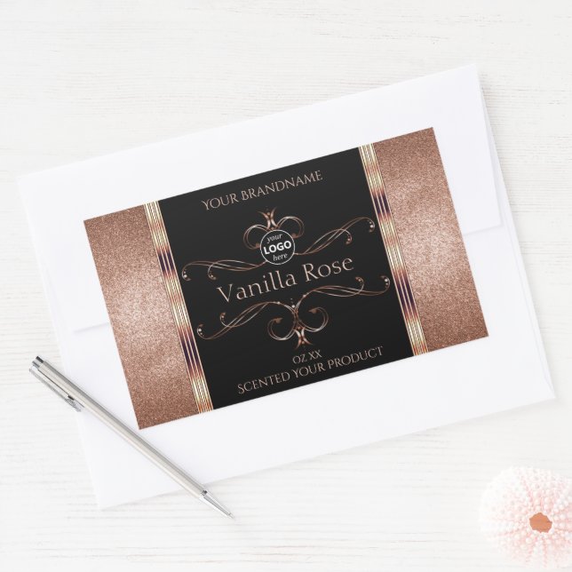 Luxury Ornate Rosegold Black Product Labels Logo (Envelope)