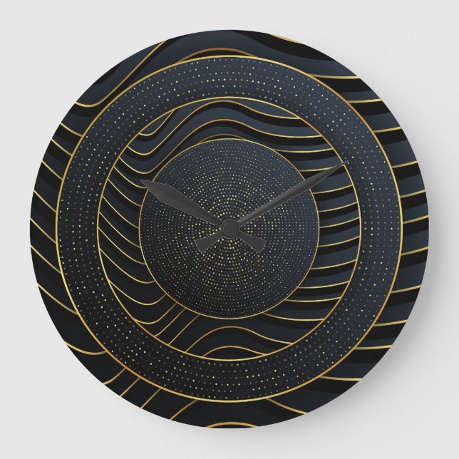 Luxury Paper Cut Golden Backgrounds. Large Clock (Front)