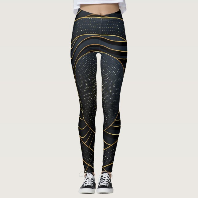 Luxury Paper Cut Golden Backgrounds. Leggings (Front)