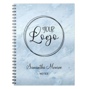 Luxury Pastel Blue Business Logo Meeting Notebook