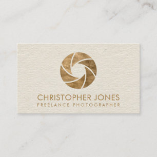 Luxury Pastel Gold Camera Shutter Business Card
