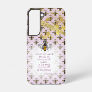Luxury Pastel Mauve Gold Bee Grid Bible Queen Bee Samsung Galaxy Case