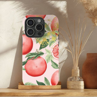 Luxury Pastel Pink and Gold Grapefruit Trellis  iPhone 15 Case