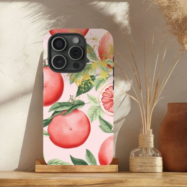 Luxury Pastel Pink and Gold Grapefruit Trellis  Case-Mate iPhone Case (Creator Uploaded)