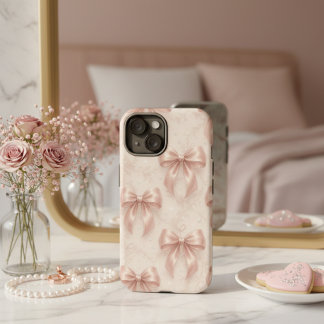 Luxury Pastel Pink Bows and Diamonds Phone Case