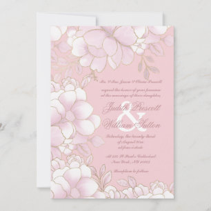 Luxury pastel pink gold elegant floral wedding invitation