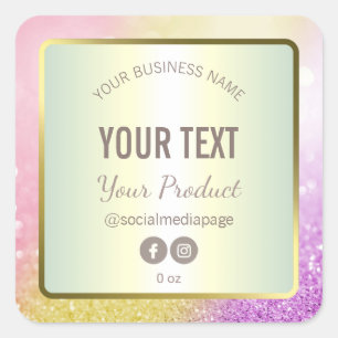 Luxury Pastel Pink Gold Glitter Product Labels