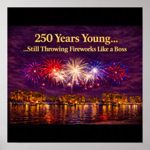 Luxury Patriotic Fireworks Over Water Print