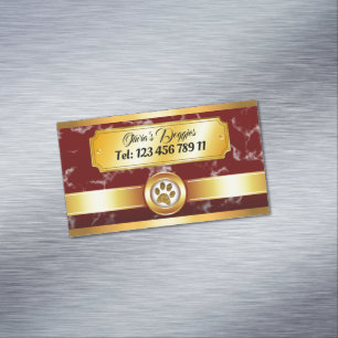 Luxury Paw Print Dog Walker Pet Sitter Magnetic Business Card