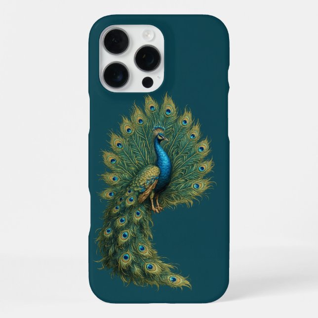 Luxury Peacock Art Case for iPhone 16 Pro Max (Back)