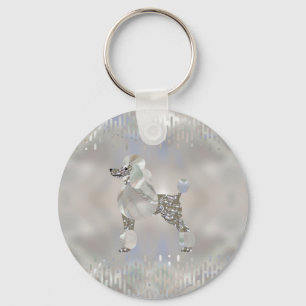 Luxury Pearl and Abalone Poodle Key Ring
