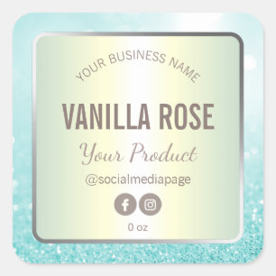 Luxury Pearl And Blue Glitter Soy Candle Labels