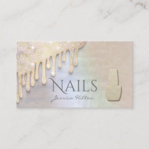 Luxury pearl Gold patina drips Nail salon Business Card