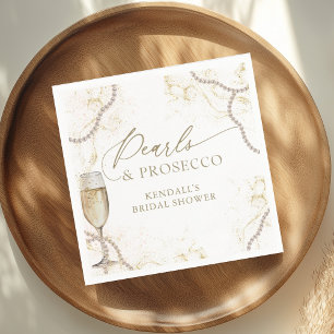 Luxury Pearls and Prosecco Bridal Shower Napkin