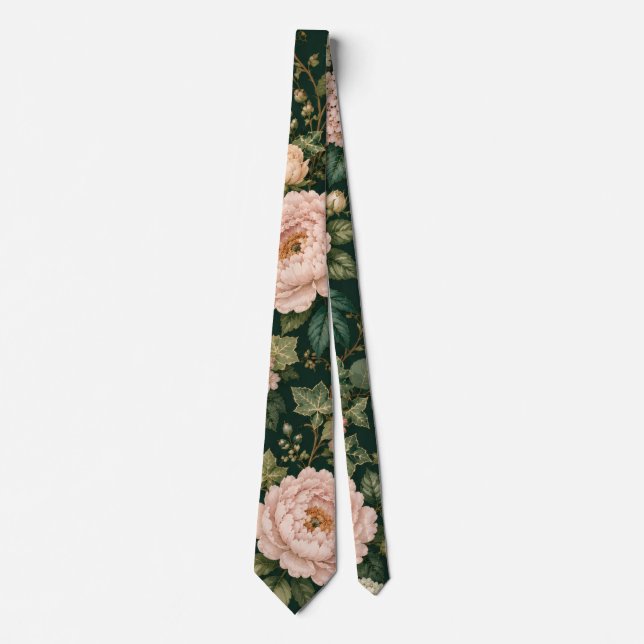 Luxury Peony Botanical Tie (Front)