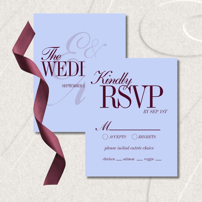 Luxury Periwinkle and Plum Formal Wedding Details RSVP Card (Luxury Periwinkle and Plum Formal Wedding Details RSVP Card)