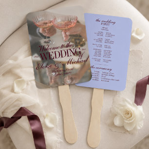 Luxury Periwinkle Script Wedding Ceremony Program Hand Fan