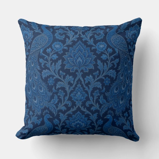 Luxury Persian deep Peacock Blue Pattern  Cushion (Front)