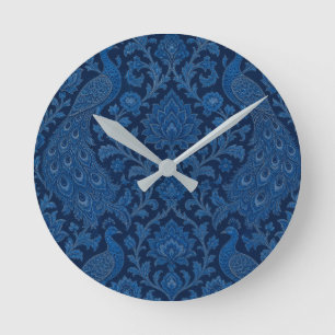 Luxury Persian deep Peacock Blue Pattern  Round Clock