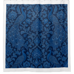 Luxury Persian deep Peacock Blue Pattern Shower Curtain