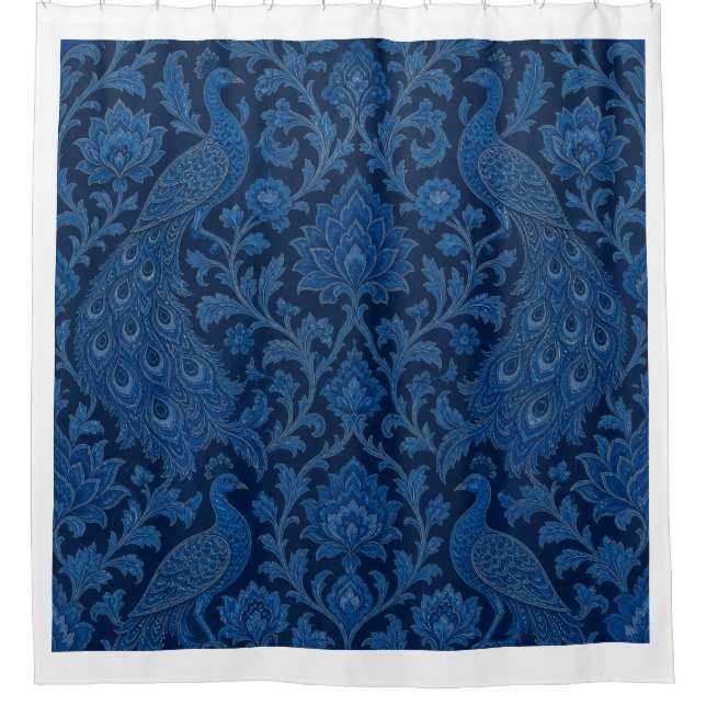 Luxury Persian deep Peacock Blue Pattern  Shower Curtain (Front)