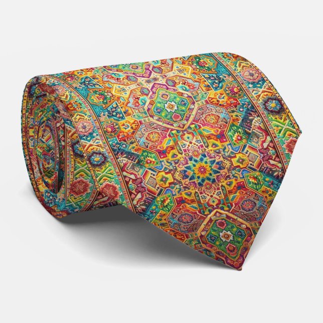 Luxury Persian Designer Style | Faux Silk Neck Tie (Rolled)