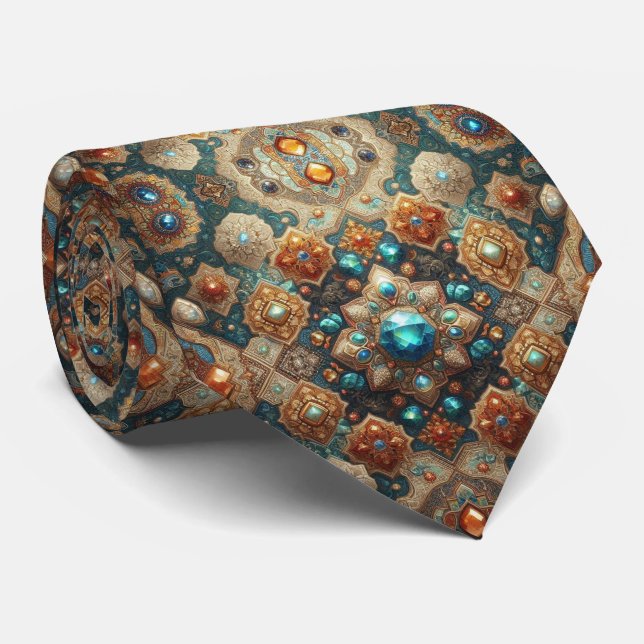 Luxury Persian Designer Style | Faux Silk Neck Tie (Rolled)