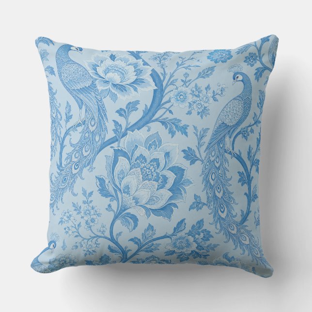 Luxury Persian Pale Peacock Blue Pattern  Cushion (Front)