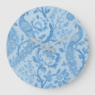 Luxury Persian Pale Peacock Blue Pattern  Large Clock