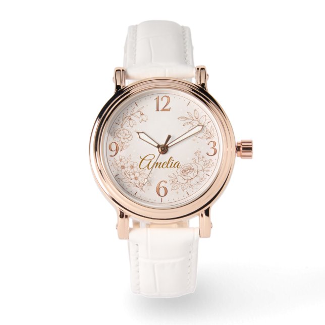 Luxury Personalised Birth Flower Watch Gift (Front)