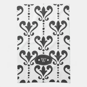 Luxury Personalised Black and White Tea Towel