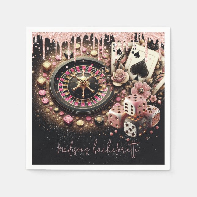 Luxury Personalised Casino Bachelorette Napkin (Front)