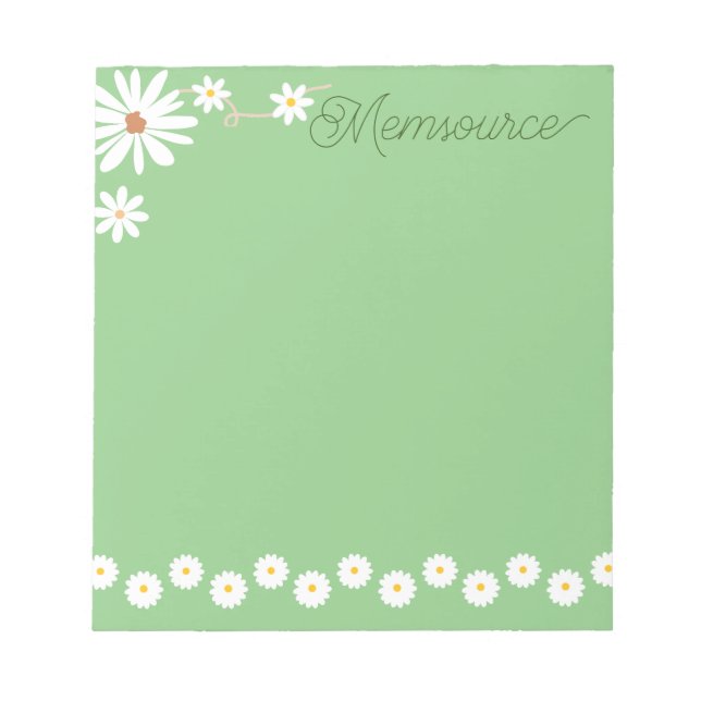 Luxury Personalised Cute Daisy Greenery Pretty  Notepad (Front)
