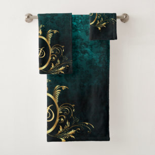 Luxury Personalised Damask gold Frame Bath Towel Set
