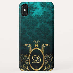 Luxury Personalised Damask Turquoise iPhone XS Max Case