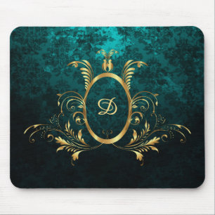 Luxury Personalised Damask Turquoise Mouse Pad