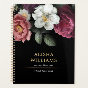 Luxury Personalised Floral Black  Planner