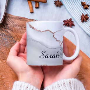 Luxury Personalised Grey Gold Abstract Marble Mug