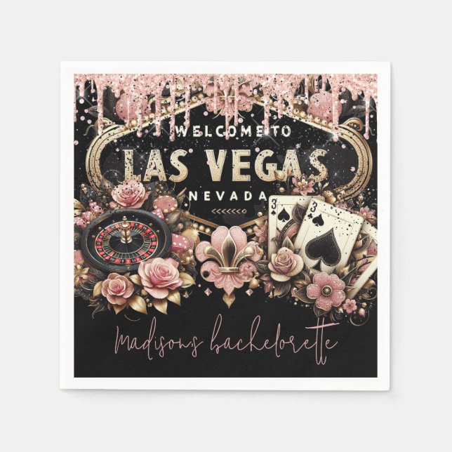 Luxury Personalised Las Vegas Bachelorette Napkin (Front)