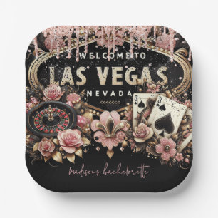 Luxury Personalised Las Vegas Bachelorette Paper Plate