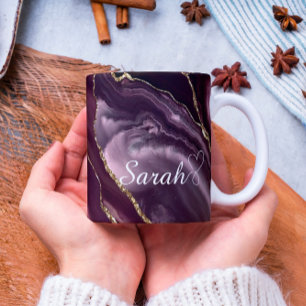 Luxury Personalised Maroon &Gold Marble Coffee Mug